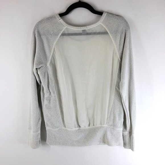 Aerie Womens Sweater Pullover Sheer Back Metallic Scoop Neck Gray M - Picture 2 of 5